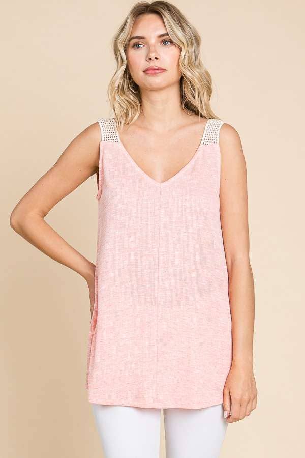 Culture Code – Engroshandel Tanktop – Kvinder – CRK1643 - V-HALS HÆKLET BLONDESTROP TOP8