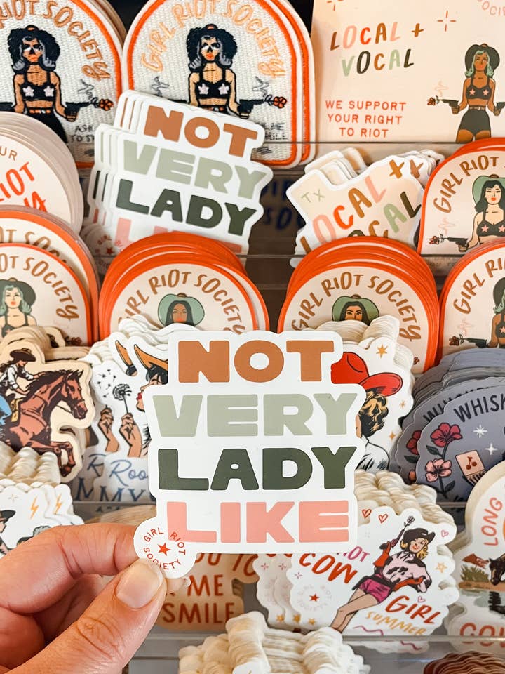 Not Very Lady Like Die Cut Sticker for wholesale by Girl Riot Society by Mosaic Makers Co