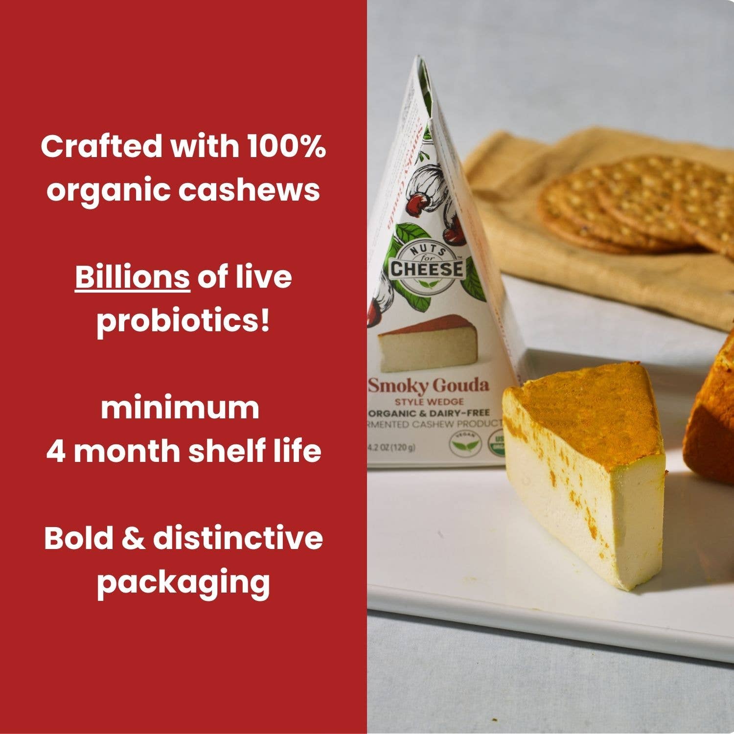 Nuts For Cheese - Vente Fromages - Tranche de fromage de cajou à la gouda fumée | Biologique | Végétalien1