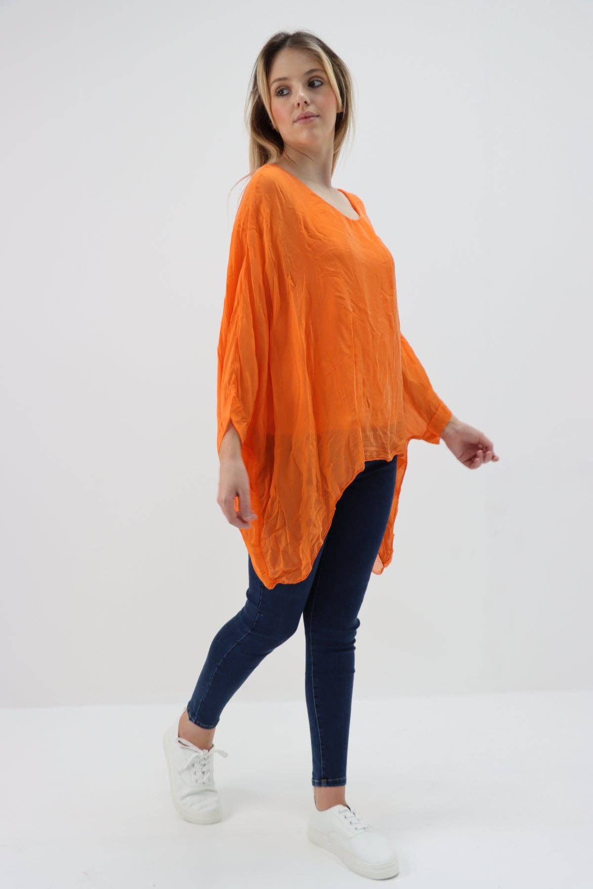 Miss Bold - Wholesale Tunic - Women's - Italian Plain Batwing Silk Tunic Top43