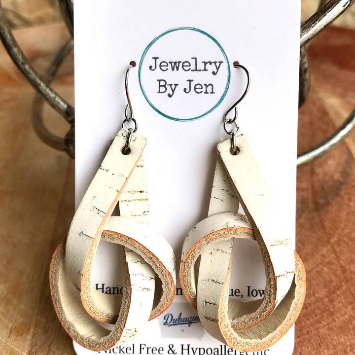 Knot Earrings: White Cork for wholesale by Jewelry By Jen