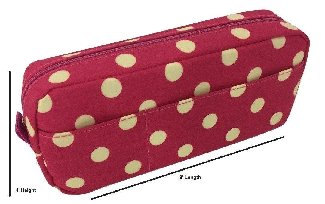 Blu Monaco - Wholesale Pencil Case/Pouch - Blue Monaco Cute Pencil Case for Girls - Pen Pouch - Makeup Bag - Pink with Yellow Polka Dots - 8 Inch By 4 Inch3