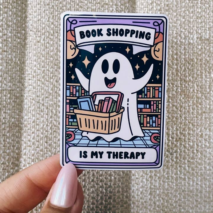 Book Shopping Is My Therapy Sticker for wholesale by Kaela Milan Design Co