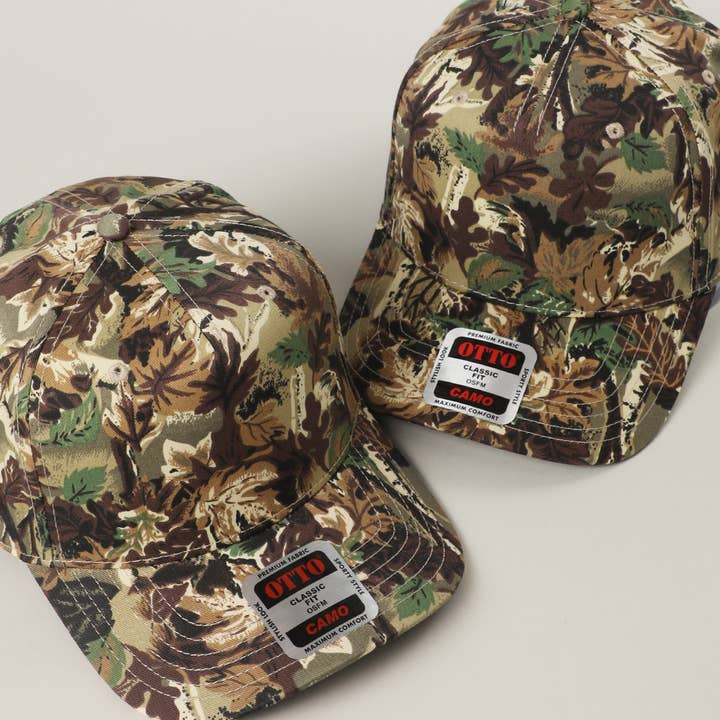 OTTO Camouflage 5 Panel Mid Profile Trucker Hat for wholesale by Fashion City