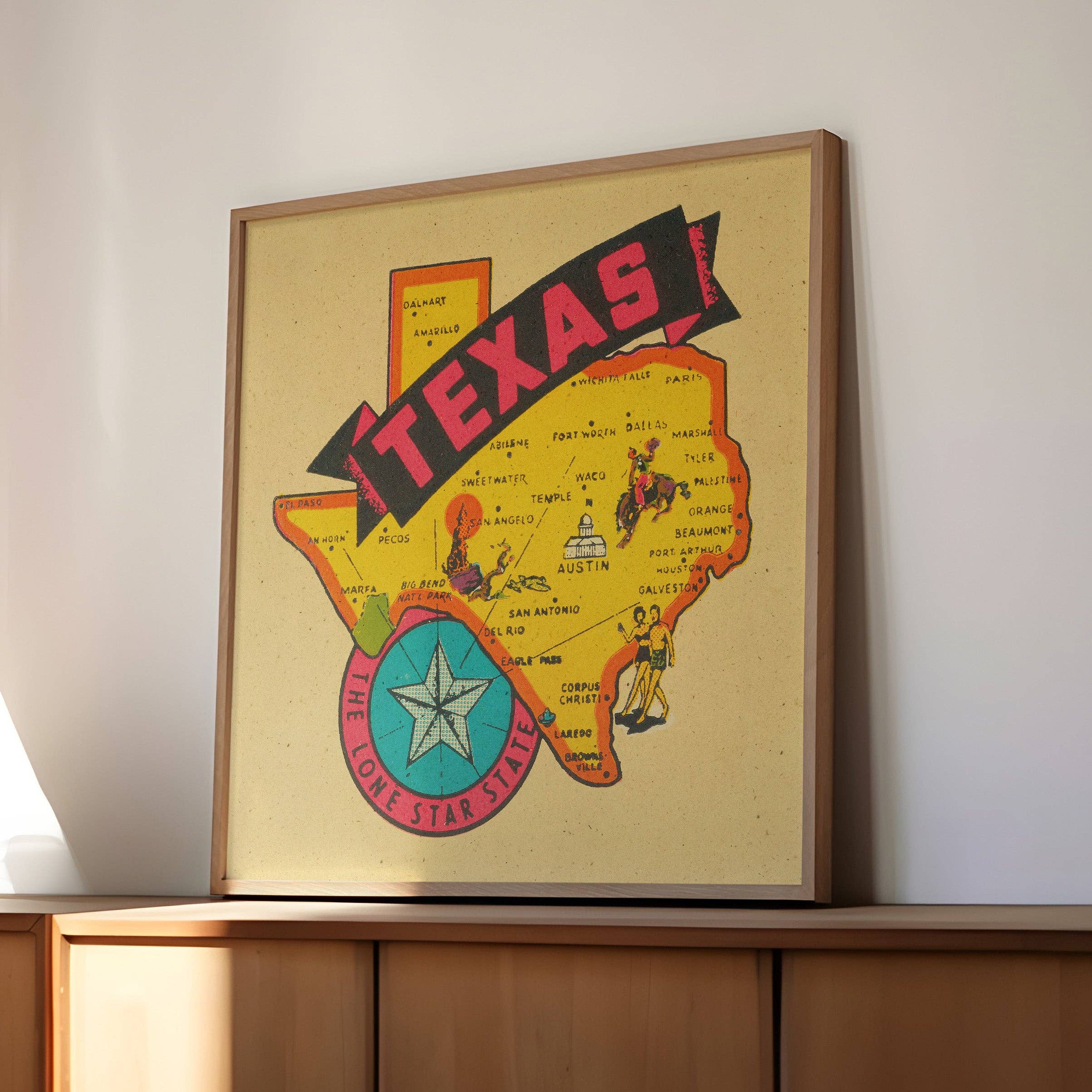 Tejas Country Club - Wholesale Art Print - Vintage State of Texas Travel Map Decal Art Print0