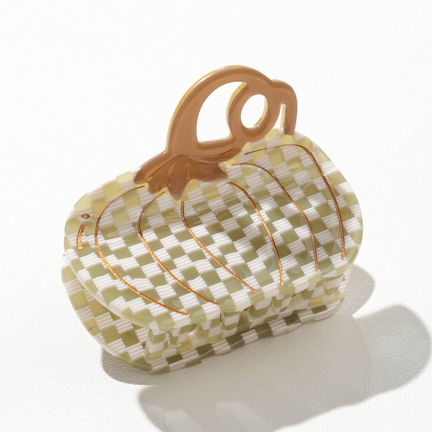 Assorted Gingham Checkered Pumpkin Claw Clip | Fall Claw Clip for wholesale on Faire2