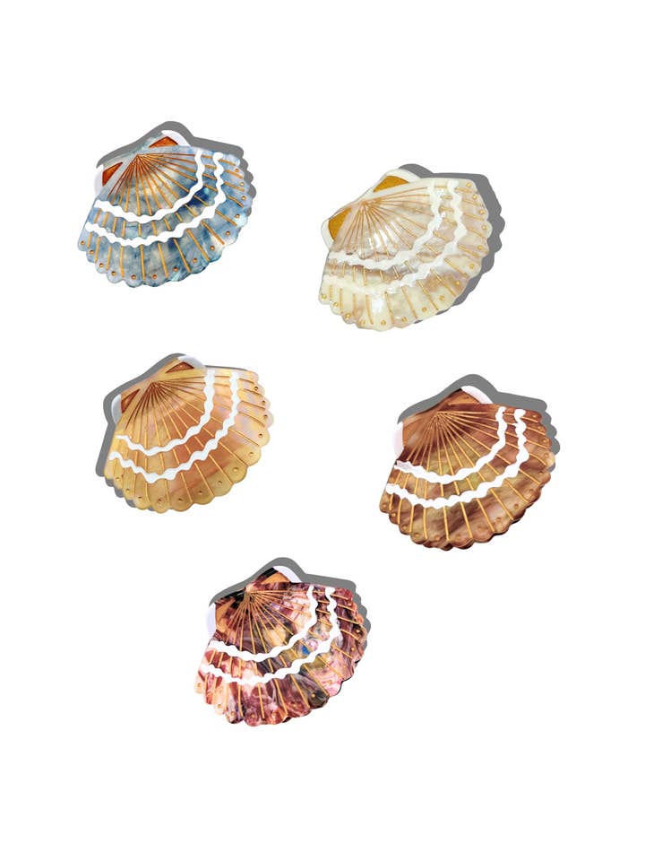 Handbemalte Haarklammer in Muschelform | Umweltfreundlich für den Großhandel von Solar Eclipse