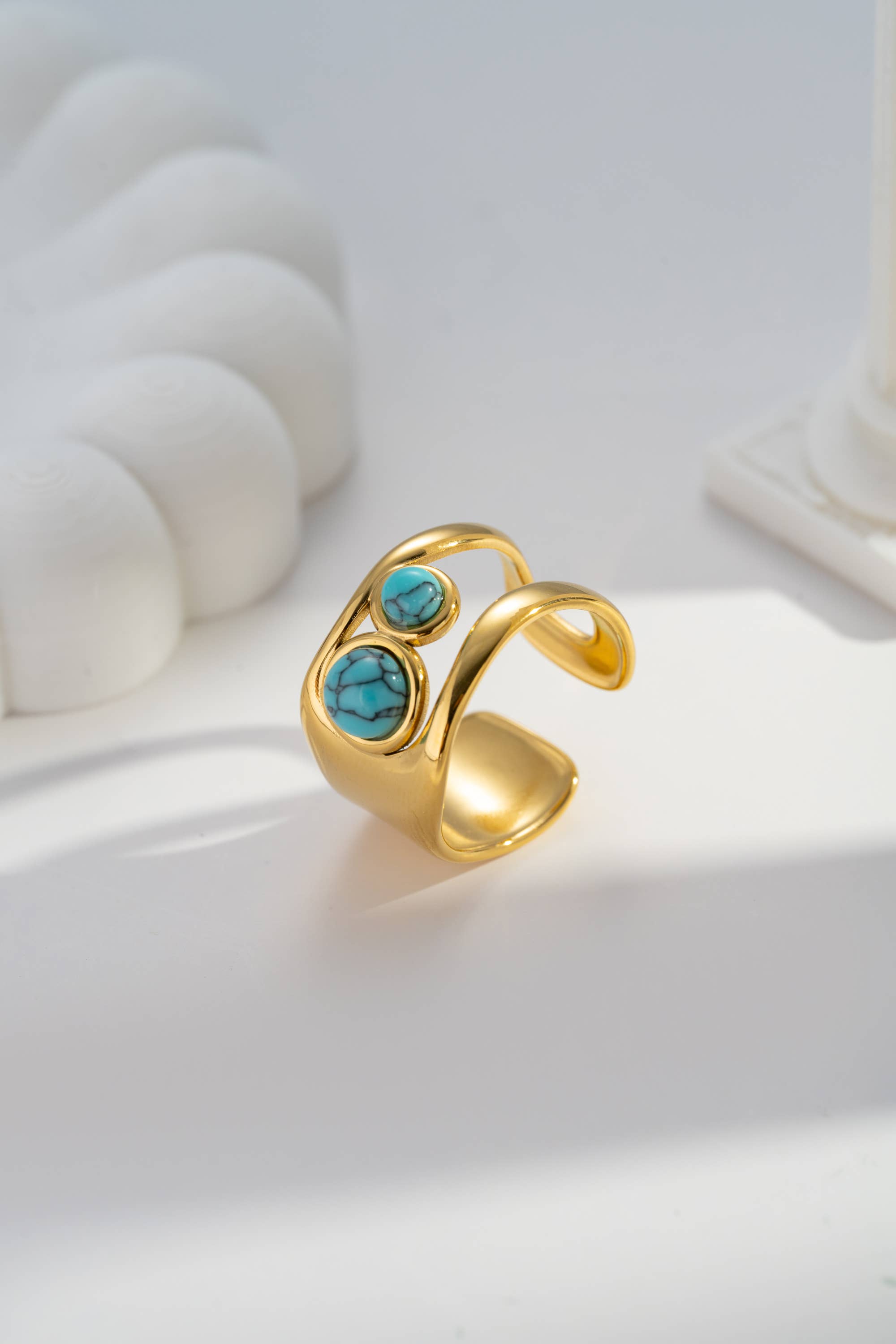 COSMOS - Wholesale Single Stone/Solitaire Ring - Modern design stainless steel ring adorned with natural stone0