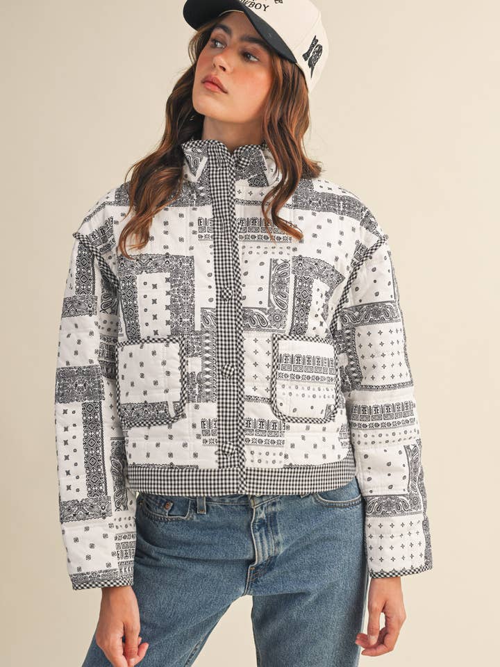 &MERCI - Wholesale Jacket - Women's - BANDANA PATCHWORK QUILTED JACKET MJK41753