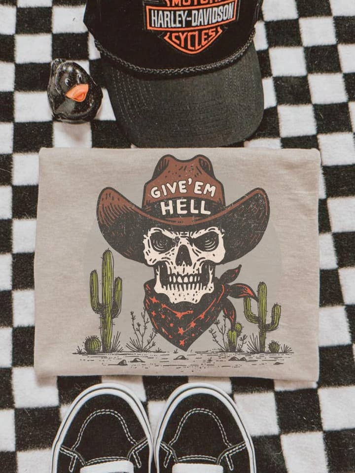 GIVE EM HELL TEE for wholesale by Sugar & Velvet Collective Wholesale