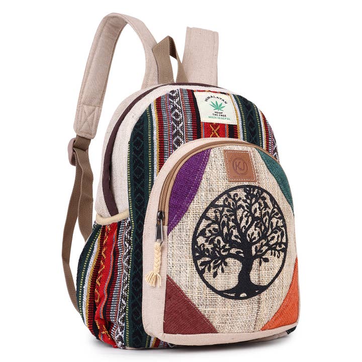 Lungta Imports - Venta al por mayor Mochila - Mujer - Mochila de cáñamo natural ligera hecha a mano en el Himalaya Nepal
