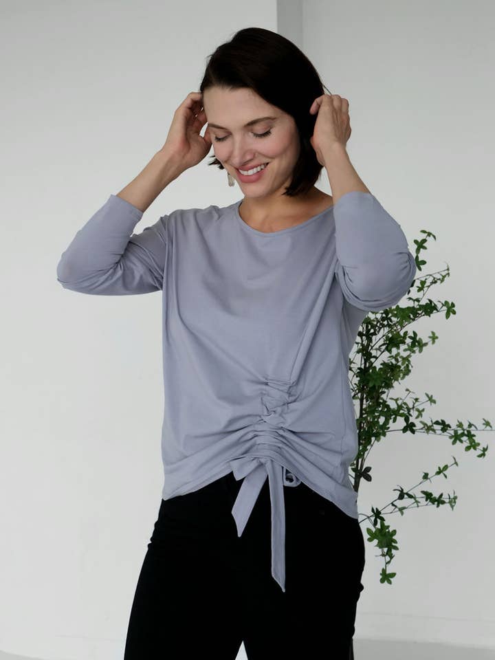 VALERIE sida samlades topp i lila grå för wholesale av Elegantees