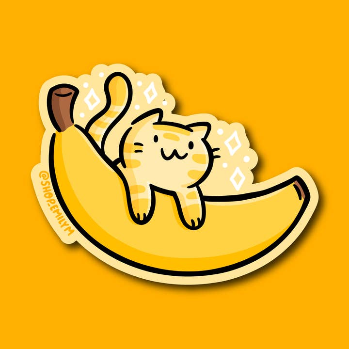 Banana Cat Sticker for wholesale by Shop Emily M