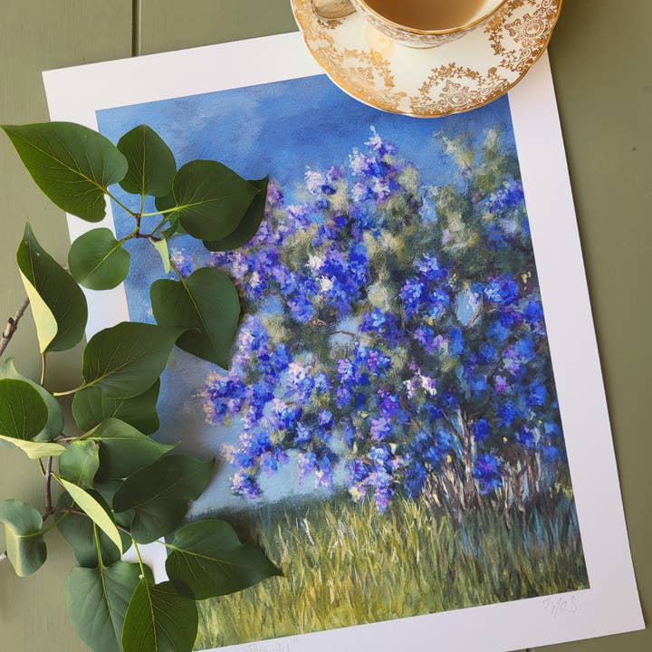 Garden Decor, Flower Shop, Lilac Art Print "Enduring Beauty" for wholesale by Glass Muriel