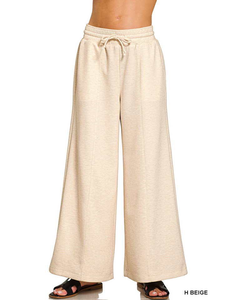 42POPS - Wholesale Pants - Women's - .....1024 Scuba Drawstring Wide Leg Pants w/ Pockets SI-28975