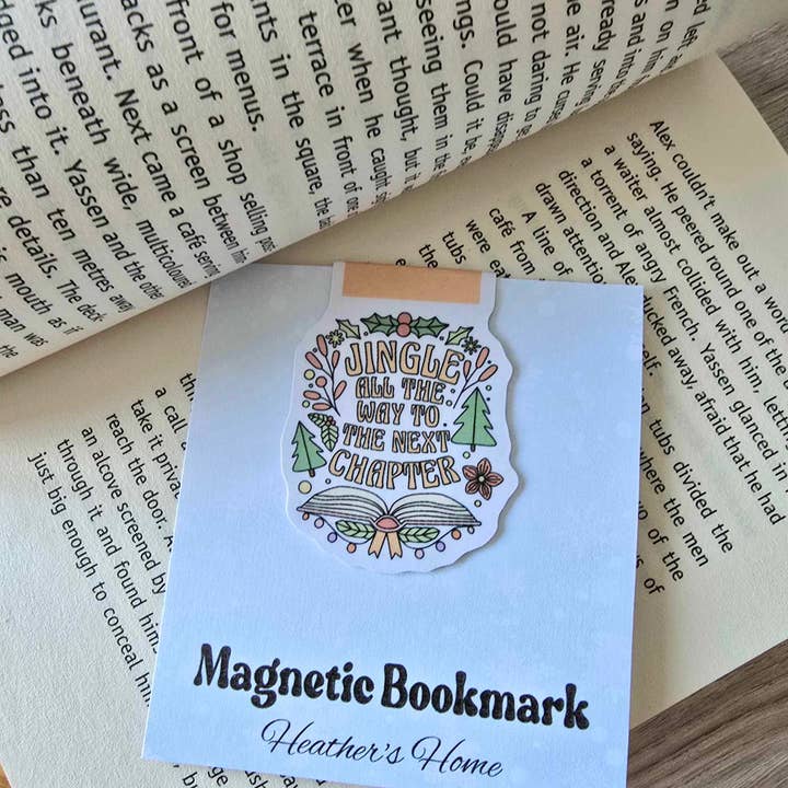 MAGNETIC BOOKMARK CHRISTMAS - JINGLE TO THE NEXT CHAPTER for wholesale by HEATHER'S HOME