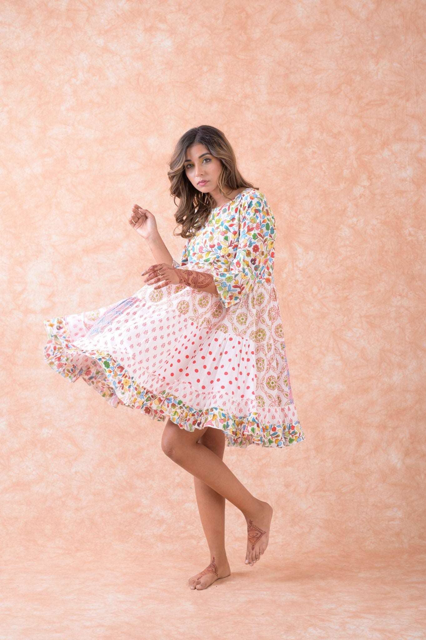 Multicolor Rhea Multi Pattern Dress for wholesale on Faire1