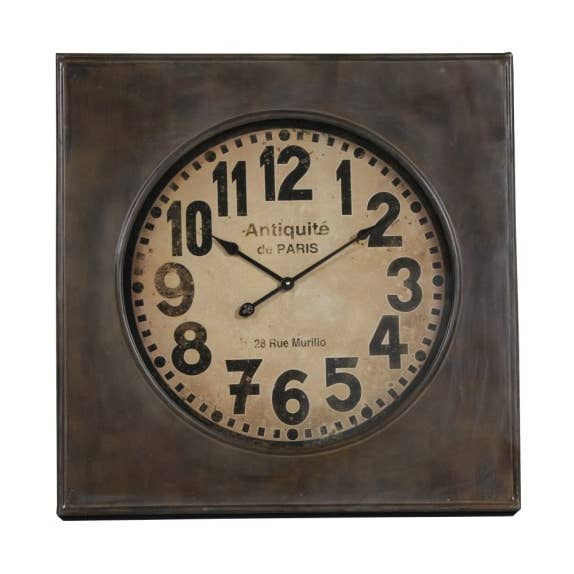 McGowan & Rutherford Ltd - Wholesale Wall Clock - Large Square Industrial 'Antiquite De Paris' Wall Clock