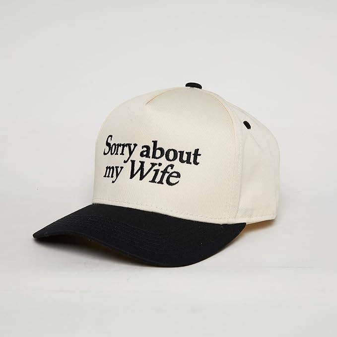 Funky Junque - Wholesale Baseball Cap - Unisex - Two Tone Cap - Sorry About My Wife - Black/Beige2