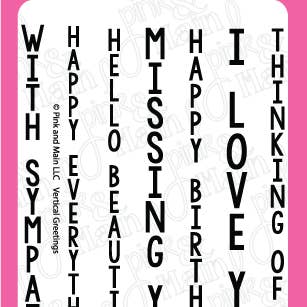Pink and Main - Wholesale Rubber/Decorative Stamp - Vertical Greetings