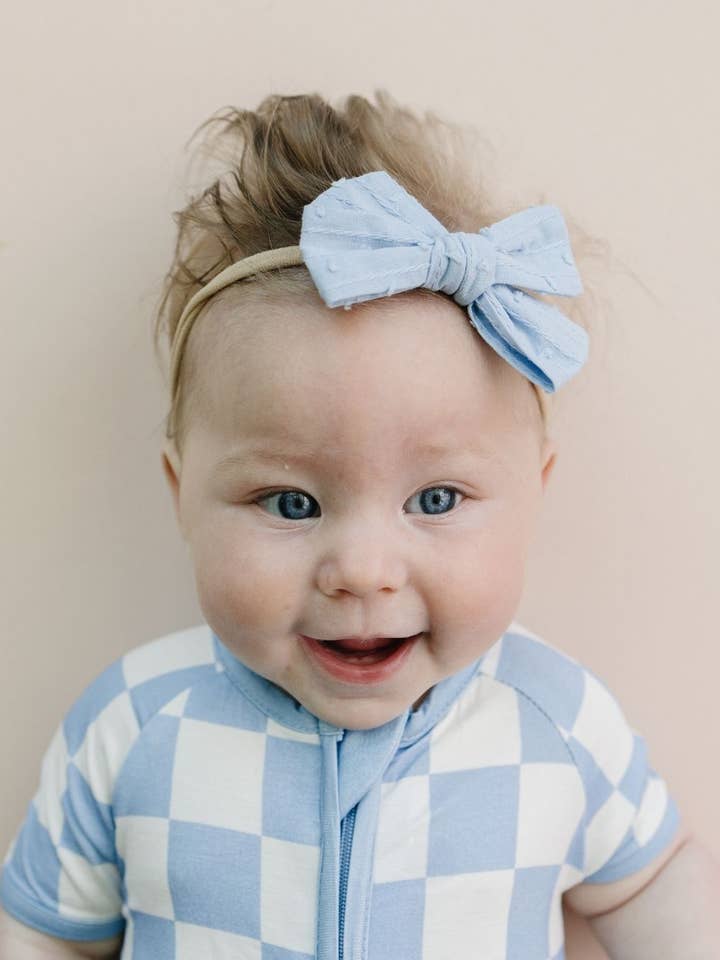 Lucky Panda Kids - Wholesale Jumpsuit - Baby - Baby Bamboo Shorty Romper | Blue Checkered