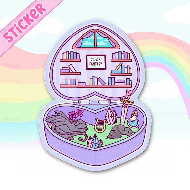 Fantasy pocket library sticker for kindle, romantasy lover for wholesale by RoroDesignsLove