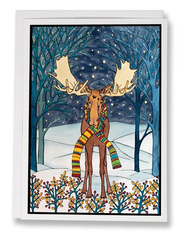 Sarah Angst Art - Vente Cartes de vœux saisonnières - Carte de voeux Holiday Moose2