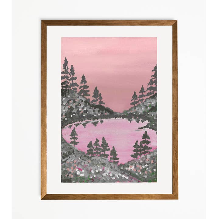 Pink Shoreline Art Print for wholesale by E R Kess Designs