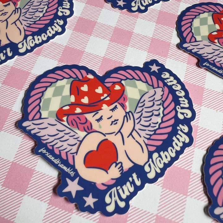 Fox and Brambles - Wholesale Sticker - Nobody’s Sweetie Cowboy Cupid Anti-Valentine Sticker4