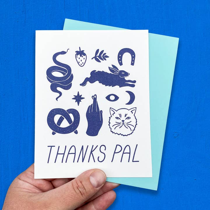 Thanks Pal Letterpress Card for wholesale by Beetle Ink Co.