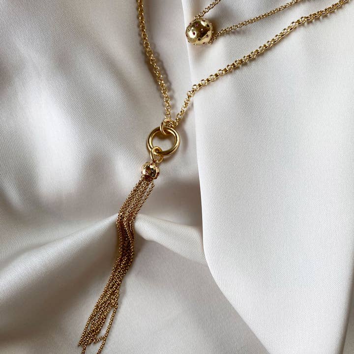 A&C Oslo - Wholesale Pendant/charm necklace - Shimmer gold tassel necklace3