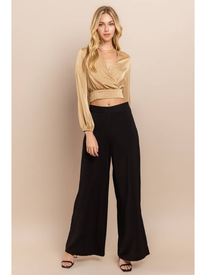 AIBLEE - Wholesale Blouse - Women's - Striped Wrap Front Crop Top with Back Tie Blouse5