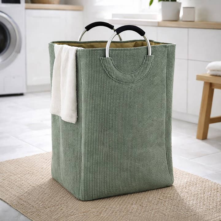 Corduroy Laundry Basket 55L for wholesale by Evideco French Home Goods