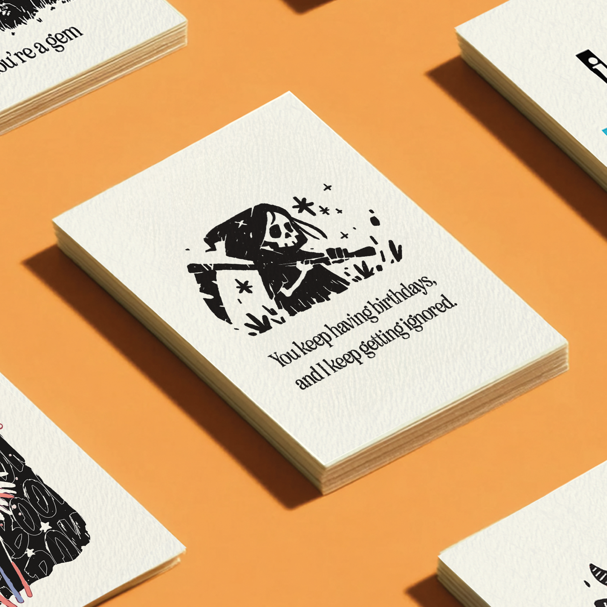 Petty Paper Studio – postal de parabéns por atacado – Cartão de Aniversário A2 com Humor Negro Sarcástico Ceifador6