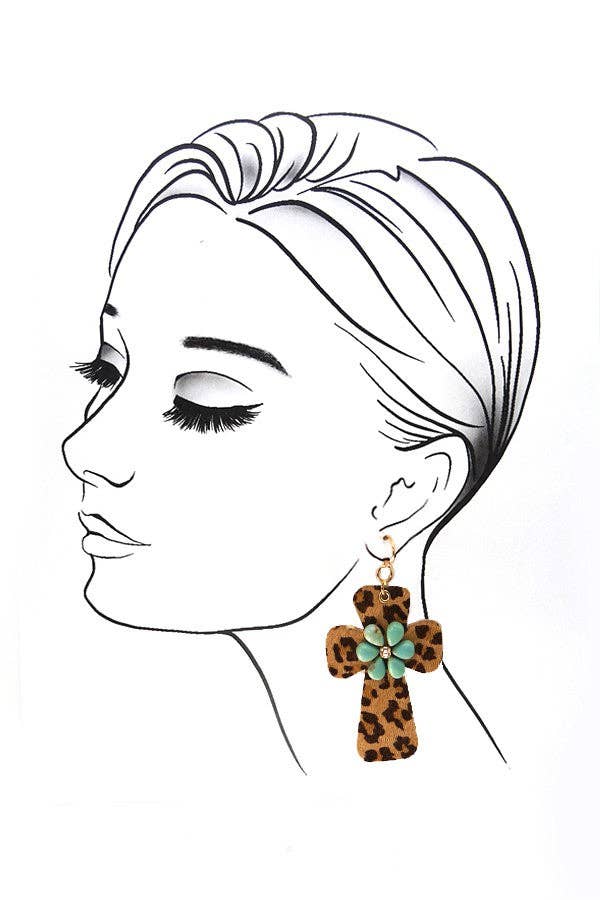 JOSSLYN by wall to wall – Engroshandel Hængeøreringe og creoløreringe – BOHO KUNSTLÆDER KORS MED STEN ØRERINGE | 51E10930062