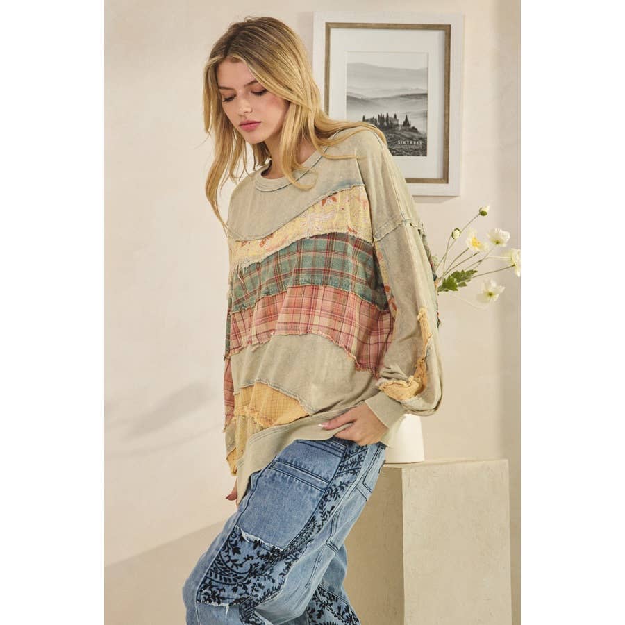 Oli&Hali - Vente Sweat-shirt – femme - HAUT À MANCHES LONGUES DÉTAILLÉ EN TISSU LAVÉ MIXTE2