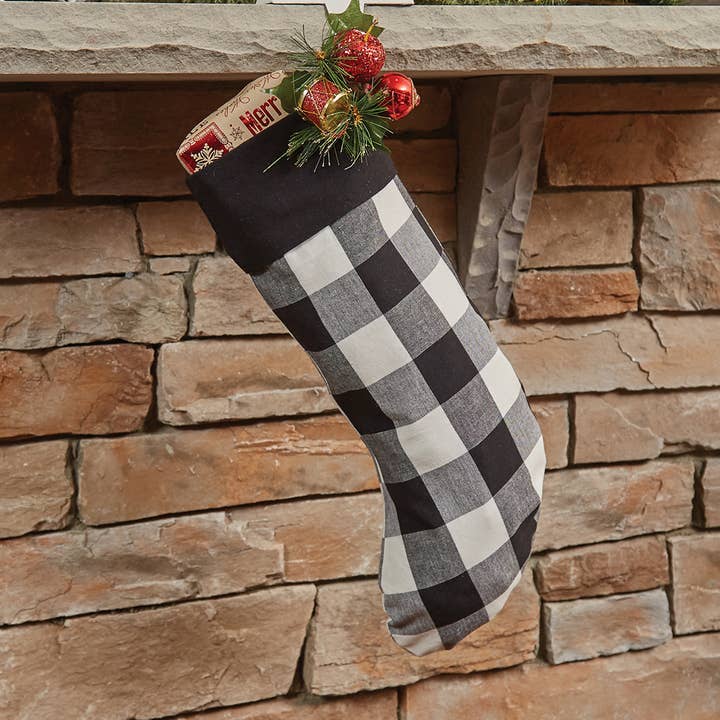 Wicklow Check Strømpe - Sort & Creme for engroshandel hos Park Designs