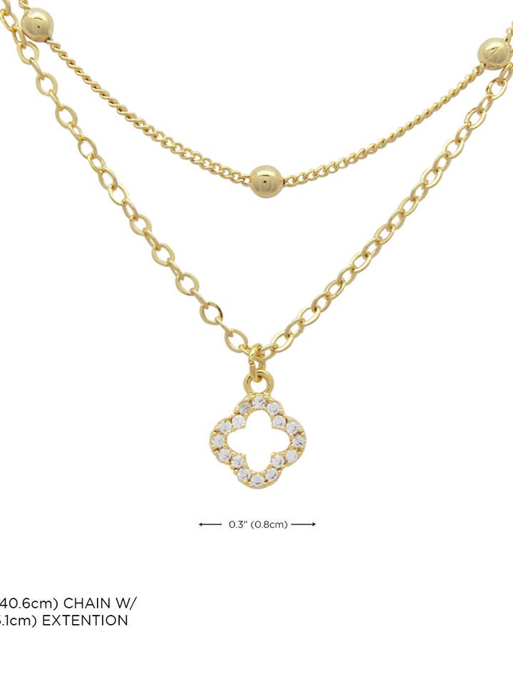 Anhänger aus goldfarbenem Kleeblatt mit zwei Ketten für den Großhandel von INS Trading