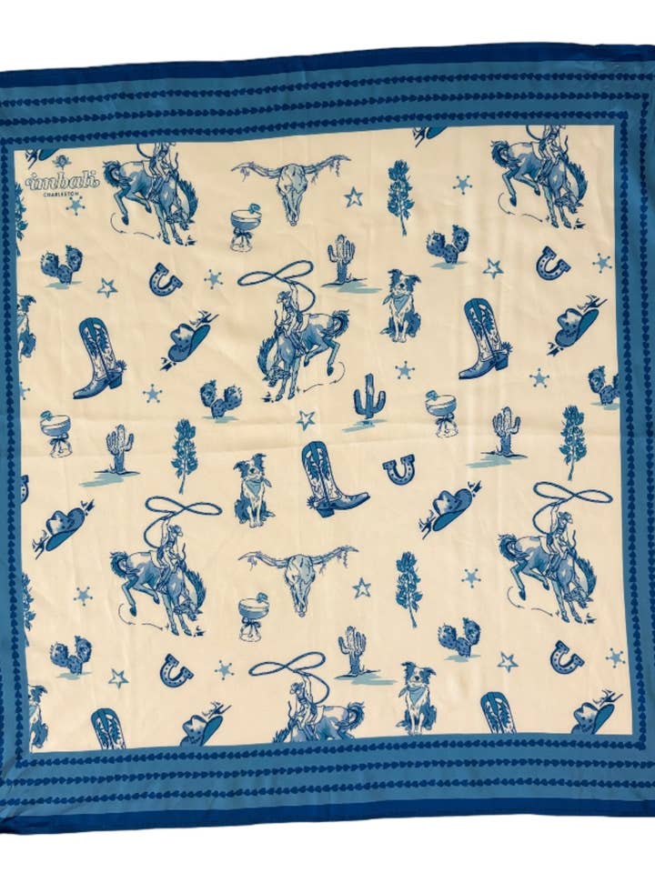 Day on the Range Western Scarf 25x25" - Rodeo Print | Imbali Charleston for wholesale by Imbali Charleston