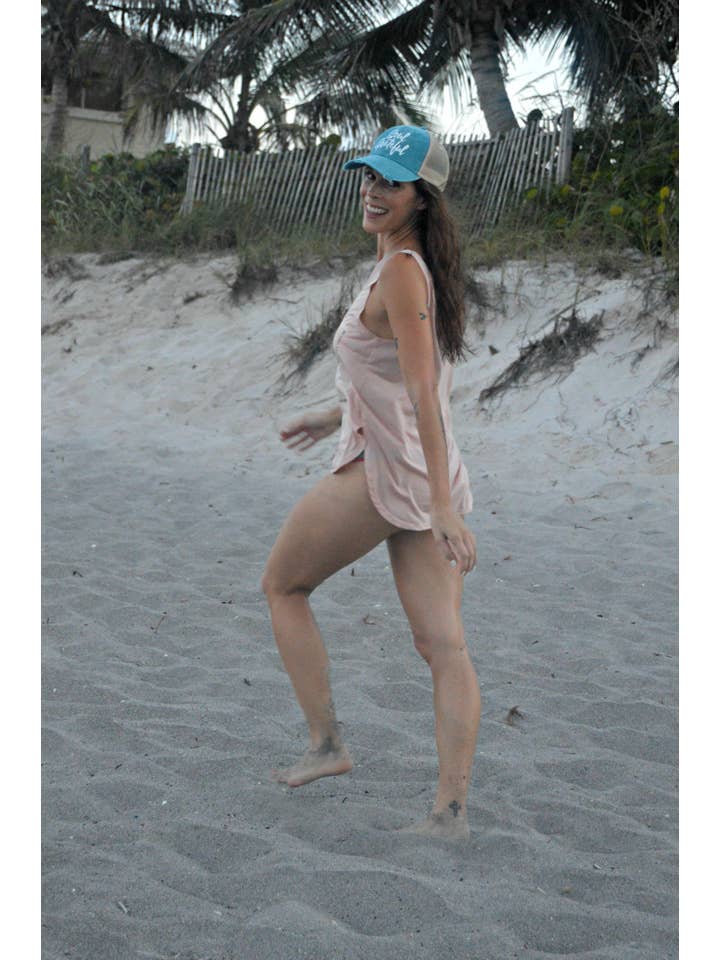 Peach The Soul's Daily Chants Flowy Side Slit Tank for wholesale on Faire5