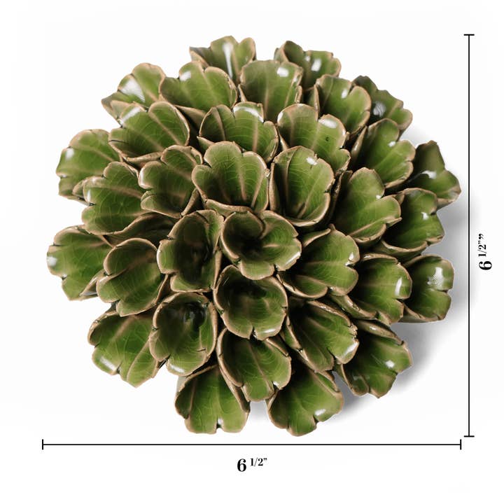 Chive - Wholesale Decorative Tabletop Object - Ceramic Flower Wall Art Polyp Green Large Pottery Handmade2