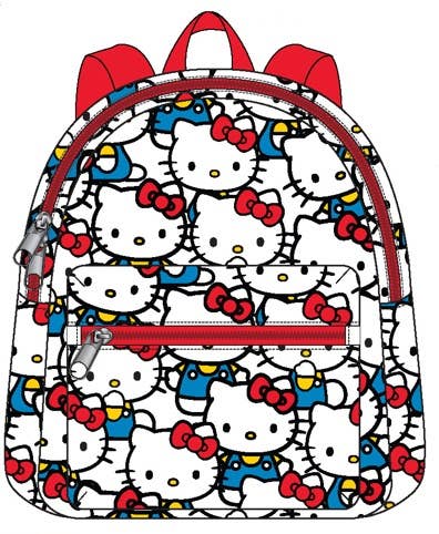 The Zoofy Group , LLC - Wholesale Backpack - Kids - HELLO KITTY 10" PU LEATHER BACKPACK ALL OVER PRINT0
