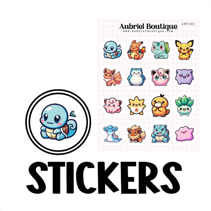 POKEMON, planlægger klistermærker - AB0132 for engroshandel hos AubrielBoutique