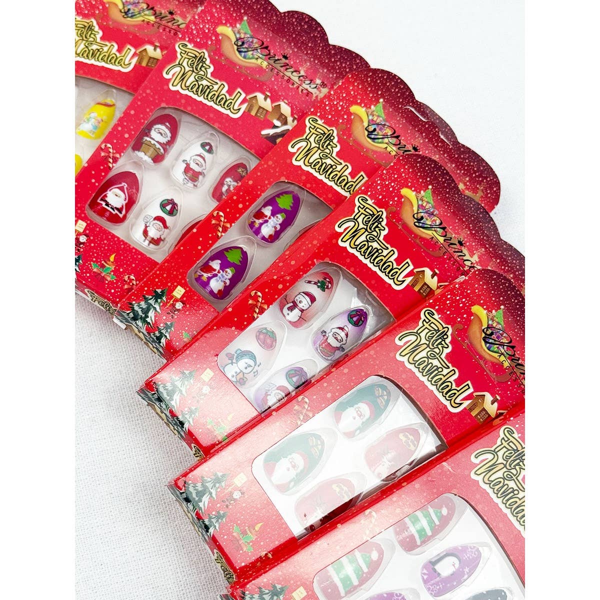 MIX COLOR Christmas Theme Fancy Press On  Nails Set for wholesale on Faire4