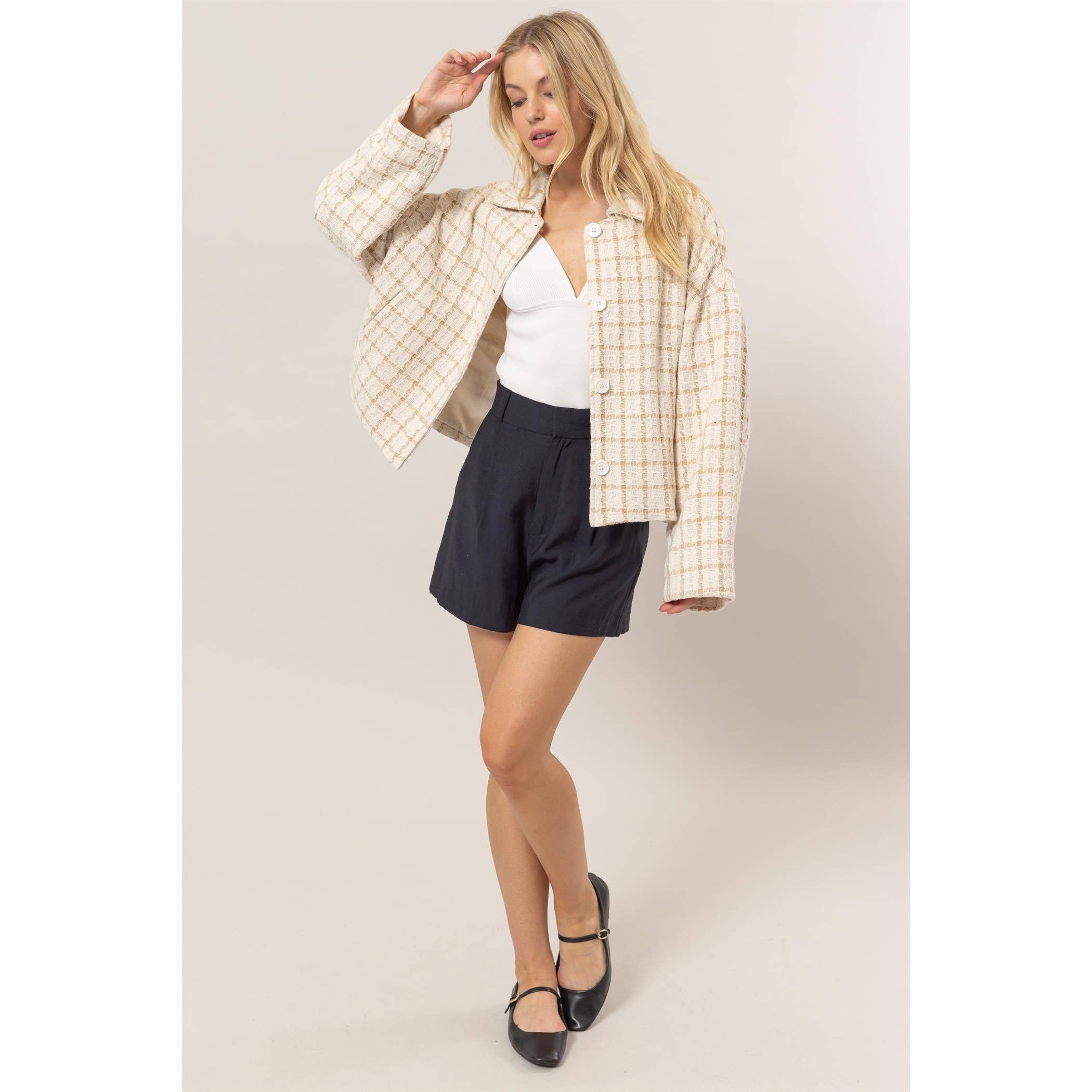 HYFVE - Vendita all'ingrosso Cappotto - Donna - Giacca oversize a quadri in tweed4