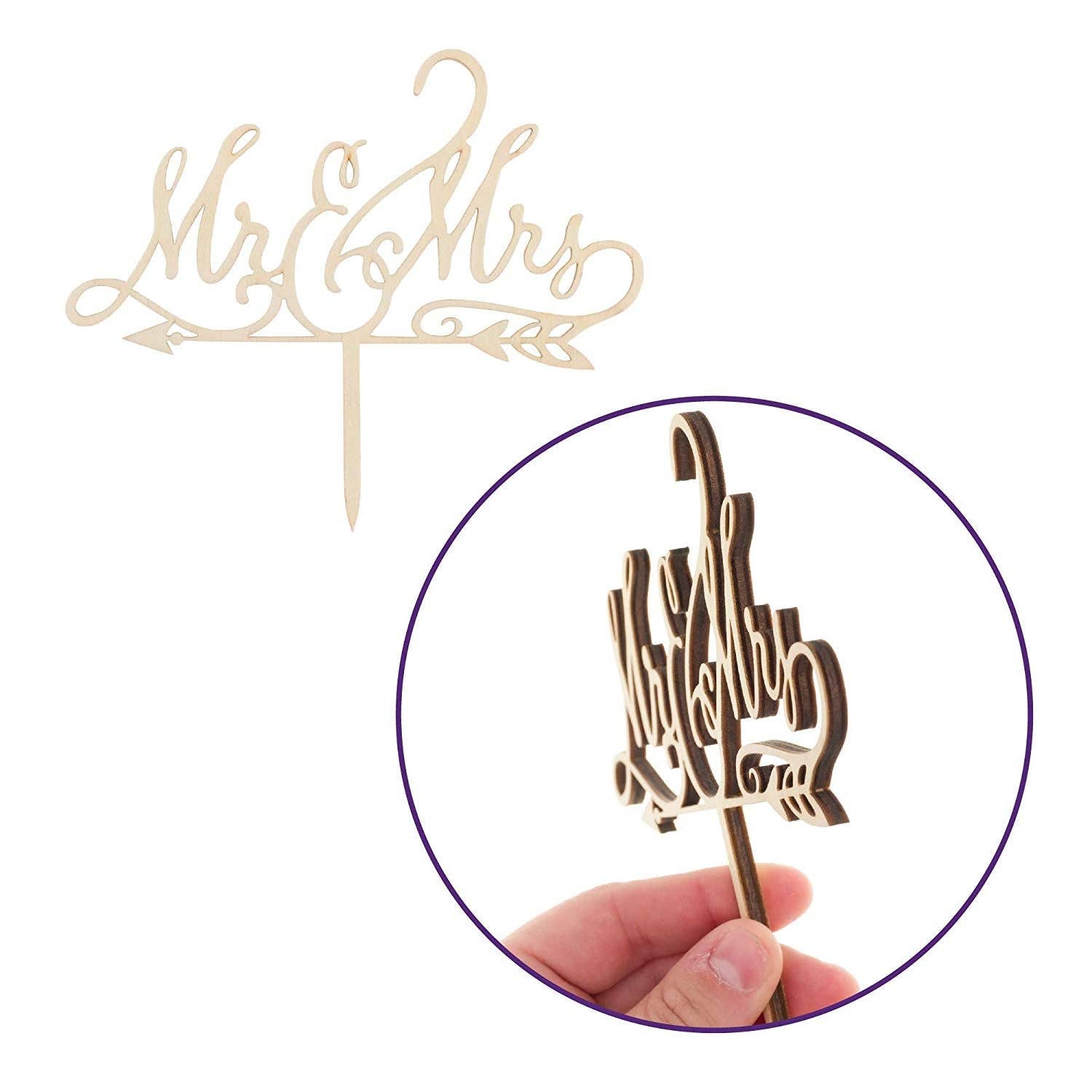Ella Celebration - Wholesale Cake/Cupcake Topper - Mr & Mrs Arrow Wooden Wedding Cake Topper3