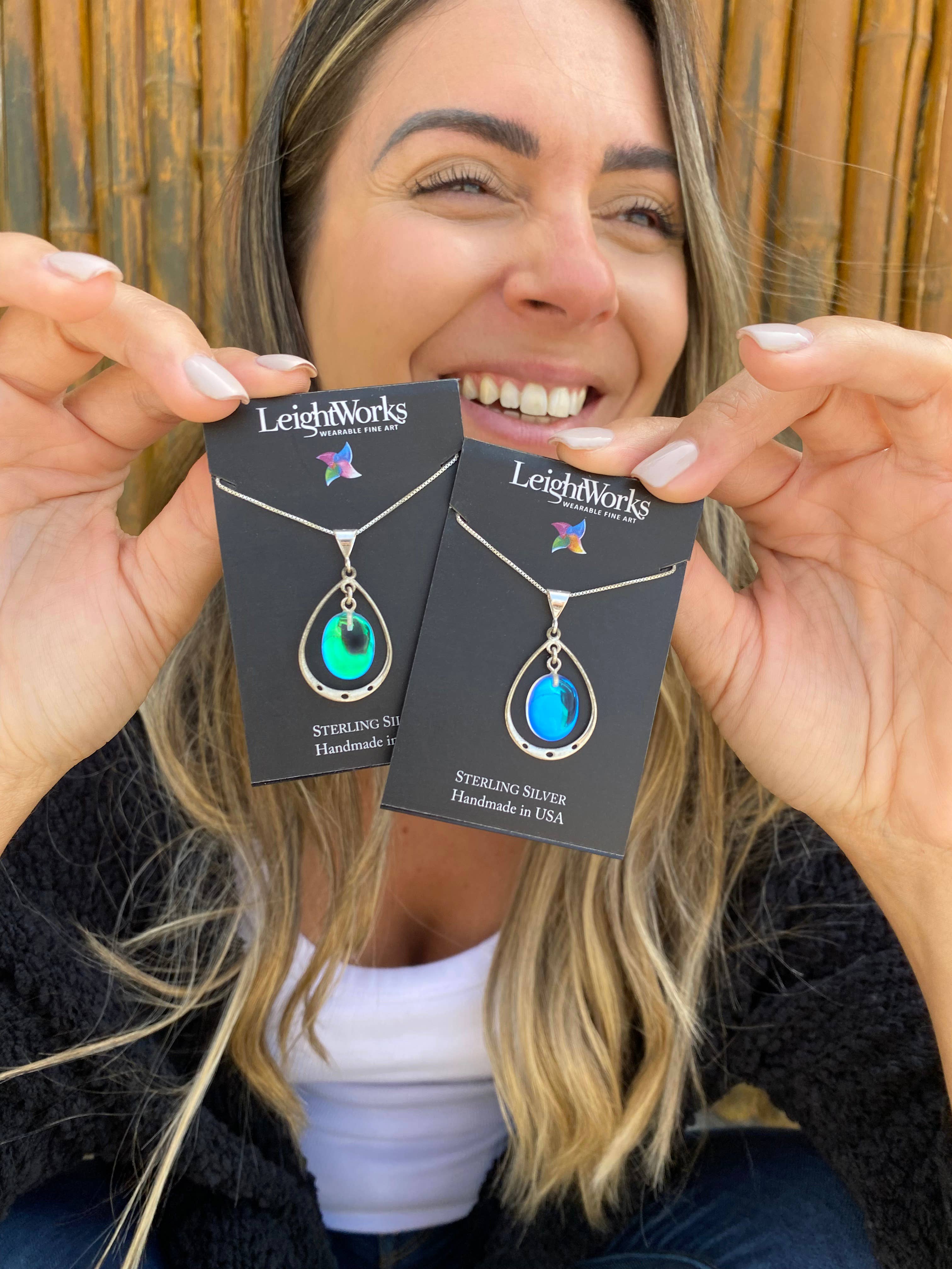 LeightWorks - Wholesale Pendant/Charm Necklace - Oval w Loop Pendant Sterling Silver Crystal Jewelry Necklace15