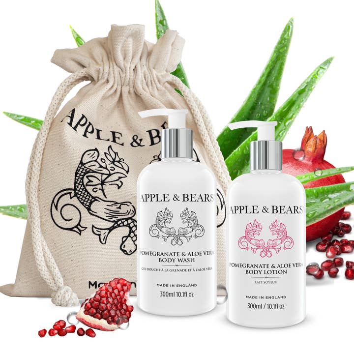 APPLE & BEARS - Vente Set de bain et corps - Coffret cadeau luxe grenade et aloe vera2
