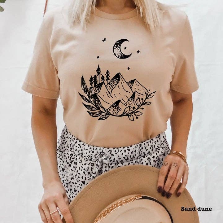 NOVA Camisa Estampada Mountain Moon MTO por atacado de Maria's Custom Designs