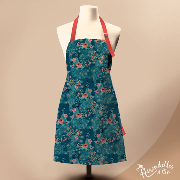 100% økologisk bomuld forklæde (GOTS) - Peacock for engroshandel hos Hirondelle & Cie